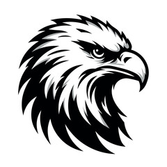 Fierce Eagle Head Vector Illustration, Hawk Head Silhouette, Eagle Head mascot logo, icon