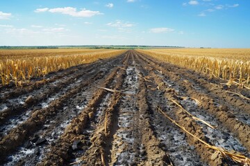 Damage to crop fields from fire and soil
