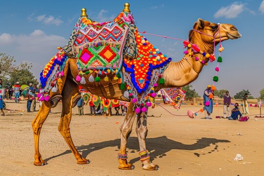 Decorated camel at Bikaner Festival in India