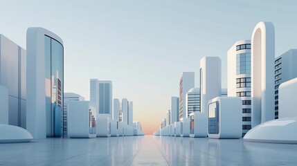 Futuristic cityscape with abstract architectural forms, Architect Space, future urban planning concept