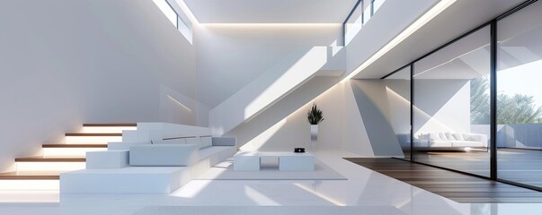 Fototapeta premium Interior of a modern minimalistic home with geometric shapes, Architect Space, contemporary living concept