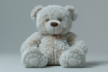 Obraz premium Cute Plush Toy Bear on White Background Photorealistic