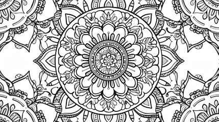Black And White Mandala Pattern Design With Intricate Detail