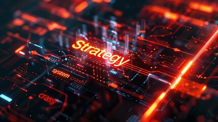 Obraz premium 3D rendering of strategy with system crash digital theme
