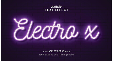 Neon light text effect, editable retro and glowing text style