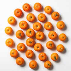 Fresh mandarin fruits on white. Top view flat lay