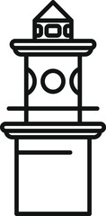 Black and white icon of a lighthouse standing tall guiding ships at sea