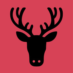 Deer Silhouette Minimal Emblem Logo Illustration of Modern Wildlife Reindeer Icon Isolated on Background
