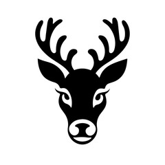 Deer Silhouette Emblem Logo Illustration of Modern Wildlife Reindeer Icon Isolated on Background