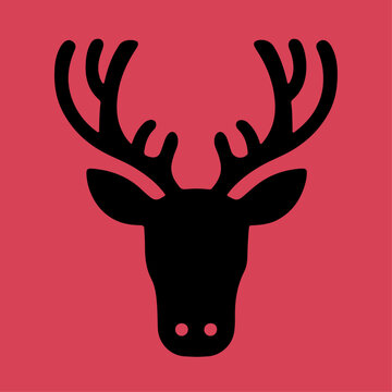Deer Silhouette Minimal Emblem Logo Illustration of Modern Wildlife Reindeer Icon Isolated on Background