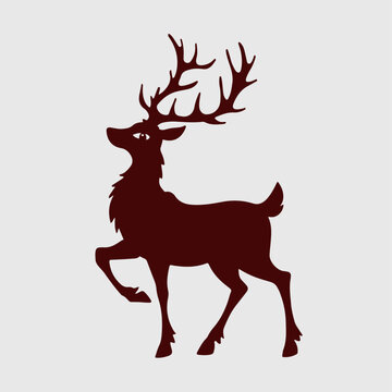 Deer Silhouette Emblem Logo Illustration of Modern Wildlife Reindeer Noirdeer Icon Isolated on Background