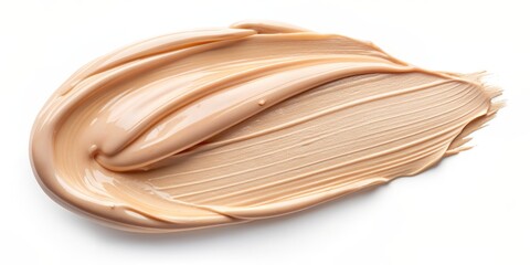 Swirling Cream Foundation Texture on White Background, Cosmetics, Beauty, Makeup, Skincare