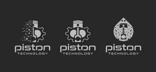 Engine Repair Maintenance Logo Piston and gear service Automotive engine mechanical technology logo
