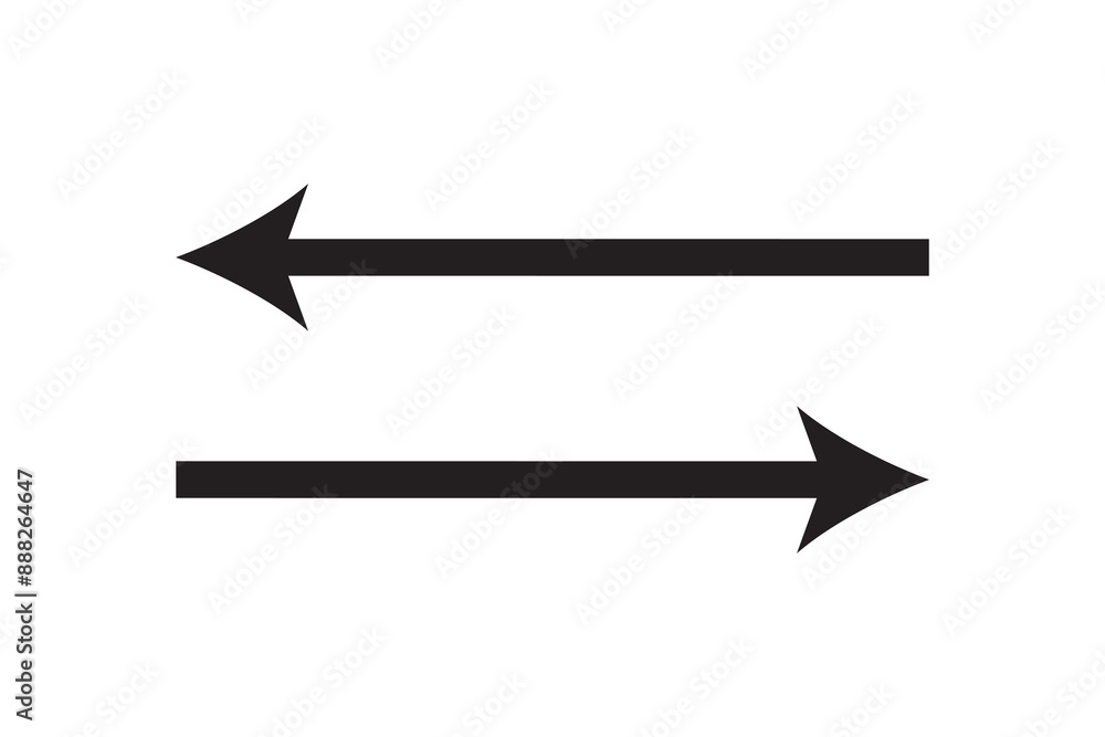 Poster long black arrow icon vector pointing right and left side. arrow shape element. arrow icon. large si