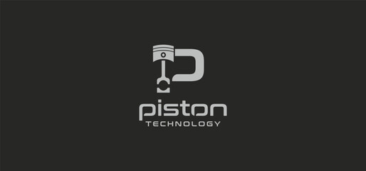 Engine Repair Maintenance Logo Piston and gear service Automotive engine mechanical technology logo