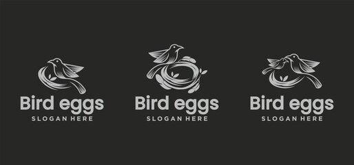 natural bird's nest icon logo symbol illustration with beautiful root and leaf symbols.