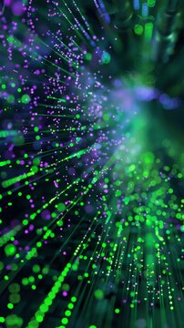 Dynamic Data Processing Illustrated: Abstract Julia Programming Language Concept with Green and Violet Data Bits