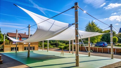 White Sail Canopy Over Green Patio, Canopy , Sail , Outdoor , Structure