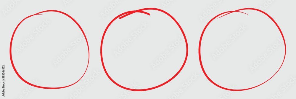 Poster hand-drawn red ovals and circles set. red scribble ovals and bubbles to circle and highlight text. c