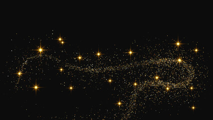 Gold glittering confetti wave and stardust © dniprodd