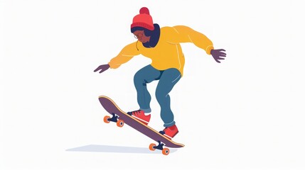 Obraz premium Skateboarding Illustration: A Dynamic Jump