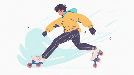Rollerblading Man: Dynamic Illustration of Speed and Motion