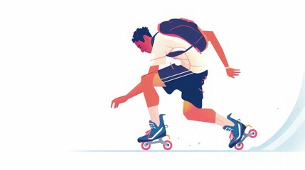 Fototapeta premium Rollerblading Man: A Dynamic Illustration of Speed and Motion