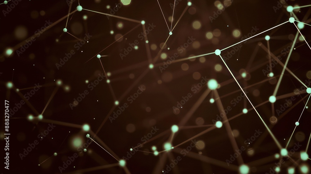 Poster mint dots connected by ivory lines on a deep chocolate canvas, text focus area in the bottom right