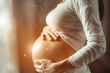 Pregnant Woman in Flowing Yellow Dress
