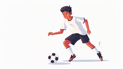 Soccer Player Dribbling the Ball - Dynamic Illustration