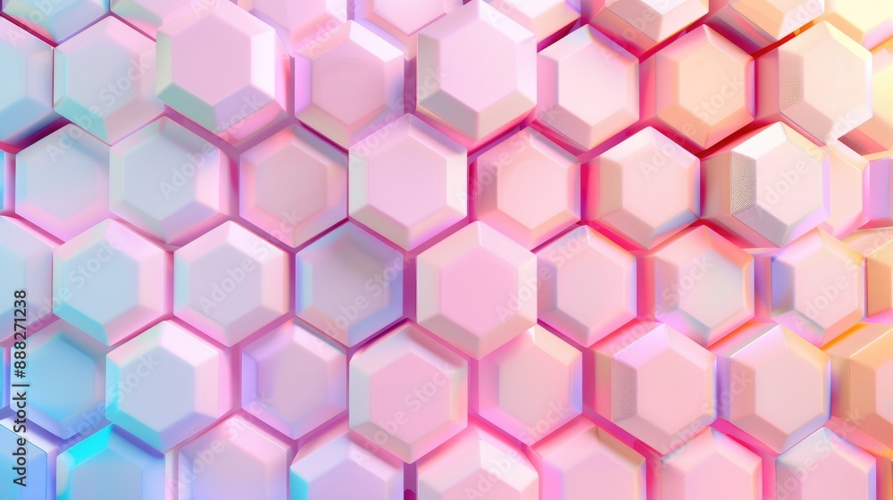 Poster geometric pattern with hexagons and triangles in a pastel palette