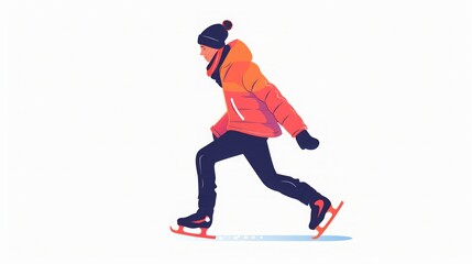 Fototapeta premium Ice Skating Illustration: Winter Sports Athlete in Motion
