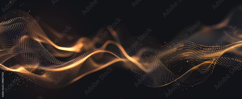 Poster dark background with golden lines, a simple and elegant light effect