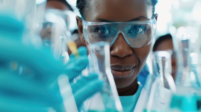 A focused scientist is shown diligently performing research in a laboratory, surrounded by various test tubes and lab equipment, highlighting the essence of scientific experimentation.