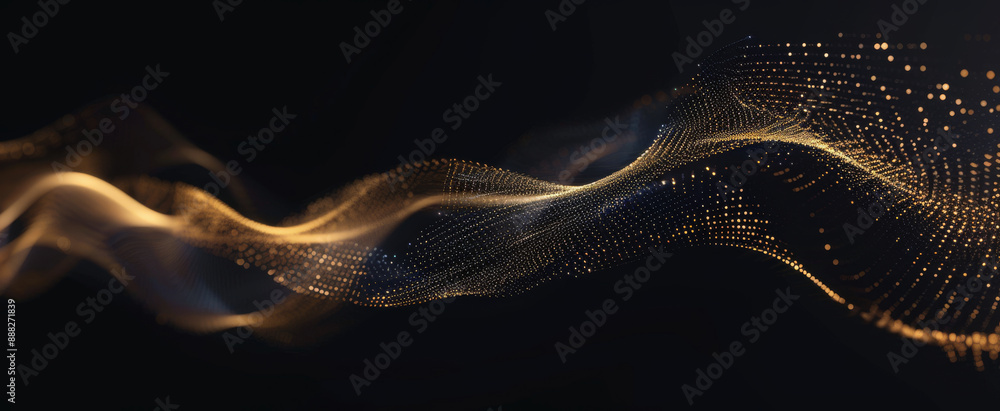 Poster dark background with golden lines, a simple and elegant light effect