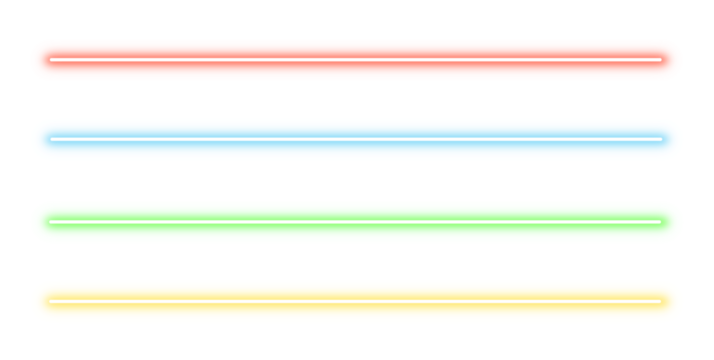 Set of glowing neon light lines isolated on transparent background. Line neon futuristic sign red, green, yellow, blue. Colorful electric style lines. laser beams. glowing light effect. Design element
