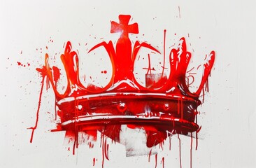The graffiti crown sign is sprayed on a white background isolated from any other objects