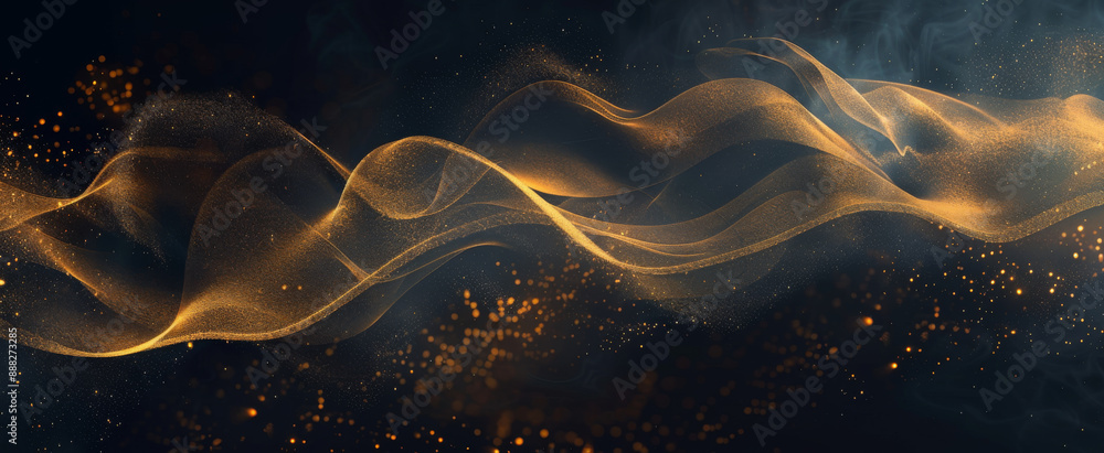 Poster dark background with golden lines, a simple and elegant light effect