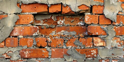 Hole-punched brick wall, ideal for urban exploration and architectural photography