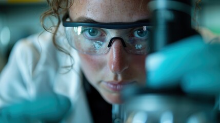 A scientist investigates samples under a microscope in a laboratory, demonstrating keen analytical skills, investigation techniques, and scientific inquiry in a detailed experimental study.