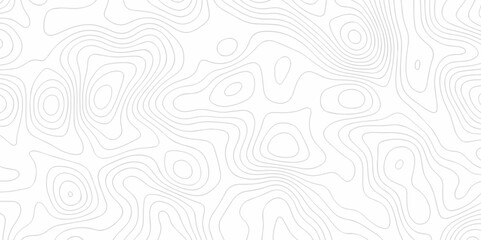 Vector white wave line geography landscape Topo contour map on white background. Geographic mountain relief diagram line wave carve pattern. Topographic world map contour lines map texture.