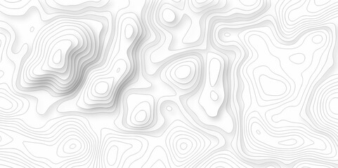Vector white wave line geography landscape Topo contour map on white background. Geographic mountain relief diagram line wave carve pattern. Topographic world map contour lines map texture.