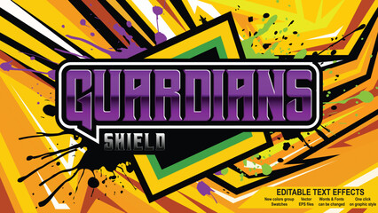 Guardian graffiti editable text effects. vector livery eps style.