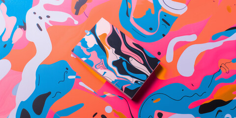 Obraz premium Creative Business Card Mockup with Vibrant Artistic Design on Colorful Abstract Background – Perfect for Artists and Designers