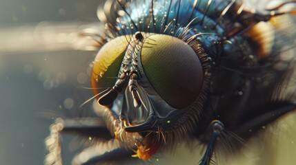 Close up flies insect macro