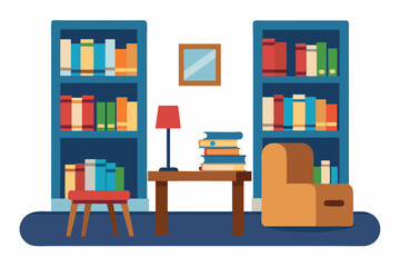 reading room interior vector illustration