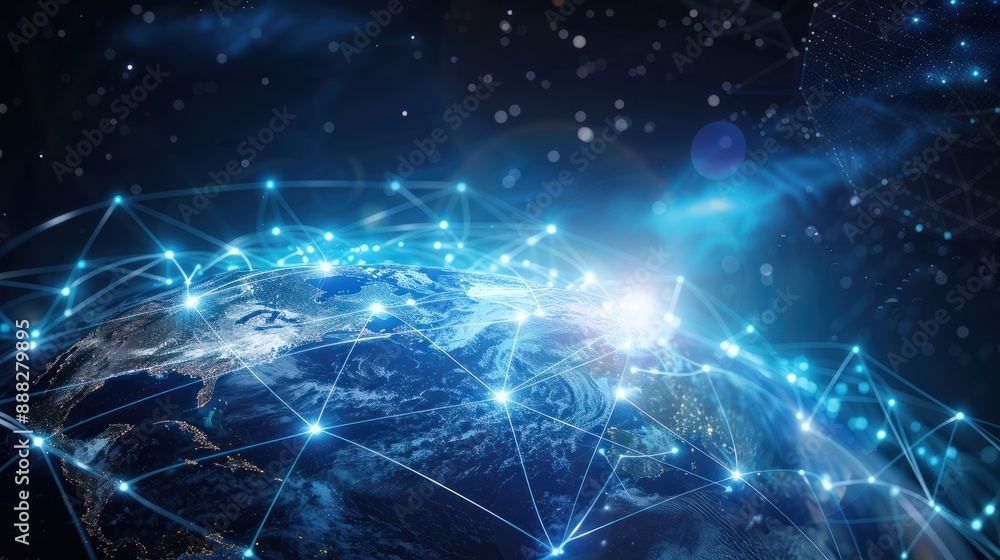 Poster global business internet network connection iot internet of things business intelligence concept bus