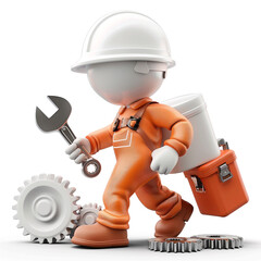 Fototapeta premium 3D human wearing a safety helmet