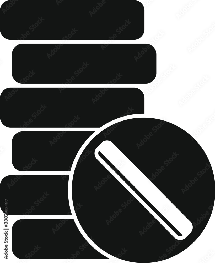 Poster black and white icon of a stop sign blocking access to a stack of database servers