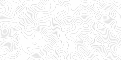 White wave line geography landscape Topo contour map on white background. Geographic mountain relief diagram line wave carve pattern. Topographic world map contour lines map texture.